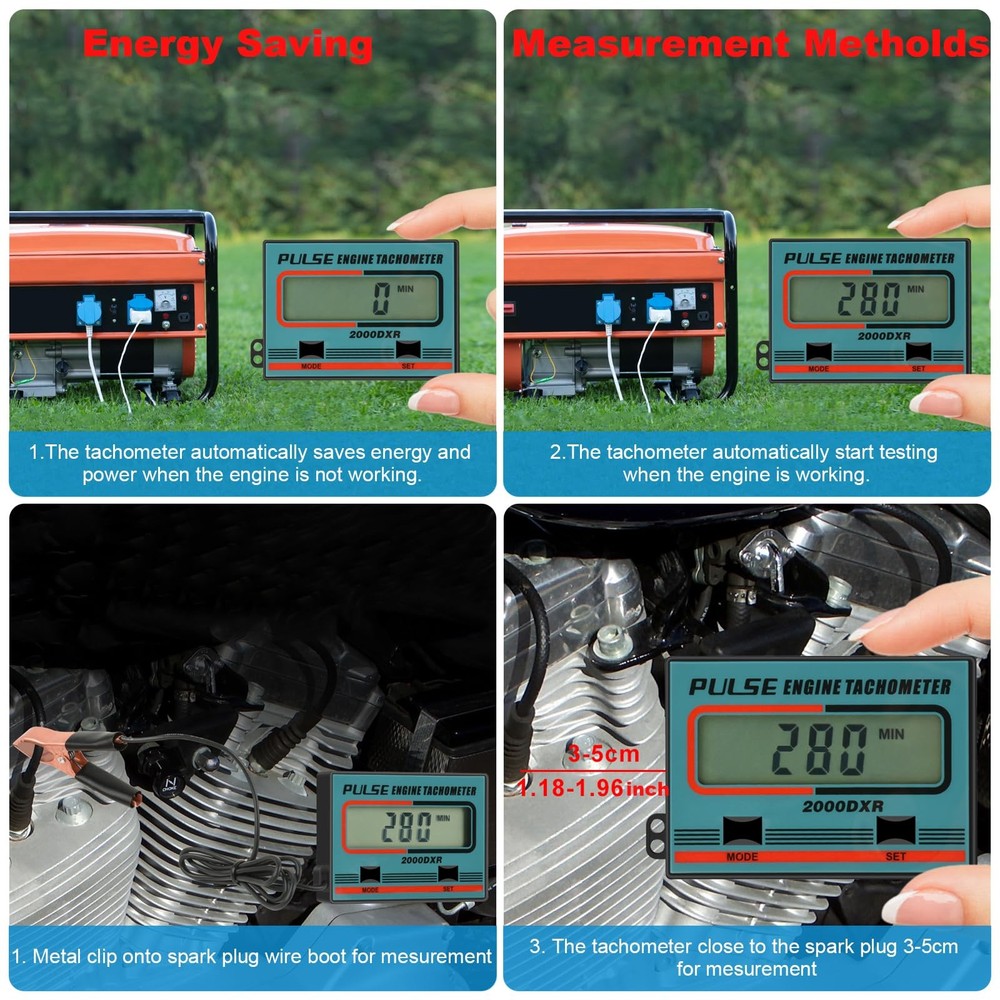 Handheld Digital Induction Chainsaw Tachometer, 2 Stroke 4 Stroke Small Engin...