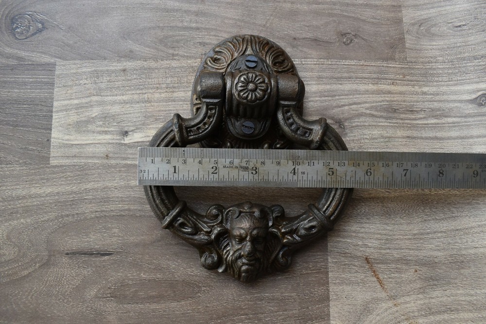 Vintage Cast Iron Victorian Face antique Door Knocker Handle Knob Pull Ring