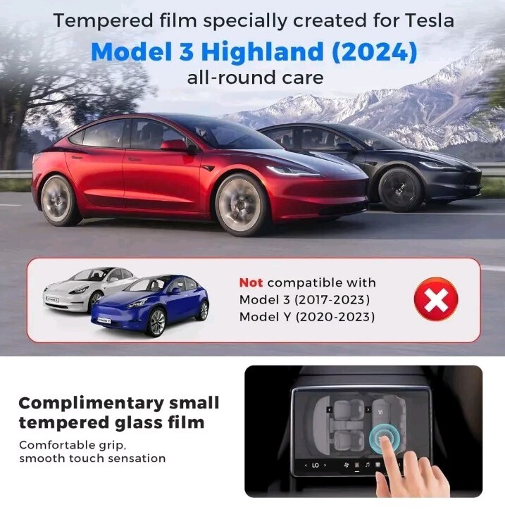 CoBak Tempered Glass Screen Protector Designed for Tesla Model 3 highland...