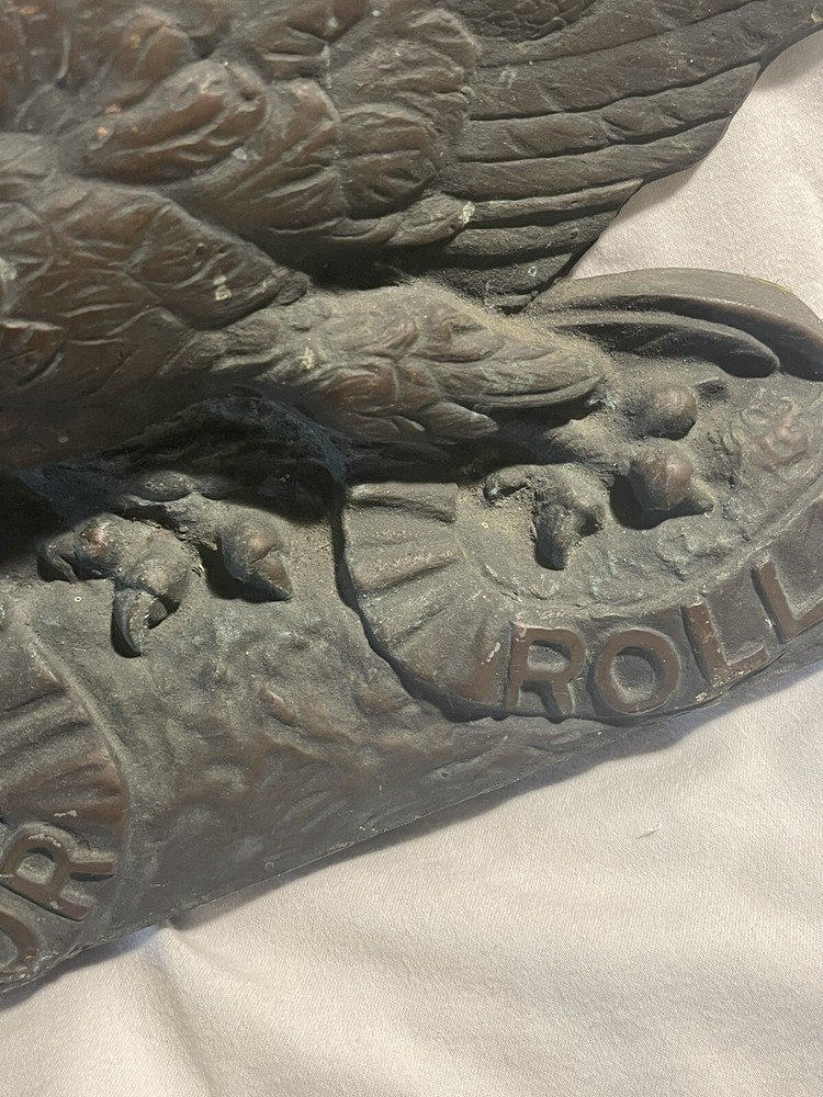 LARGE Antique Solid Bronze Patriotic Honor Roll Eagle Architectural Salvage