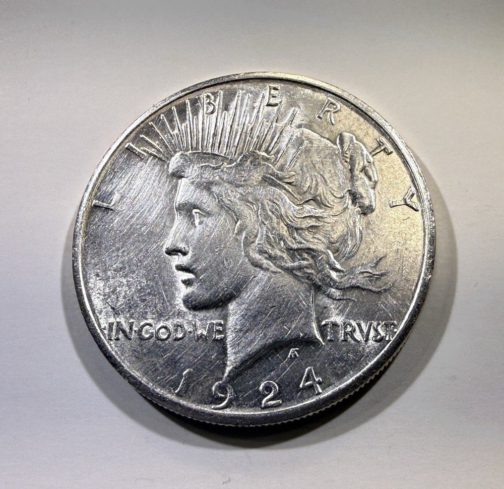 Nice Luster 1924 S PEACE DOLLAR UNC MS DETAILS (cleaned) NICE STRIKE
