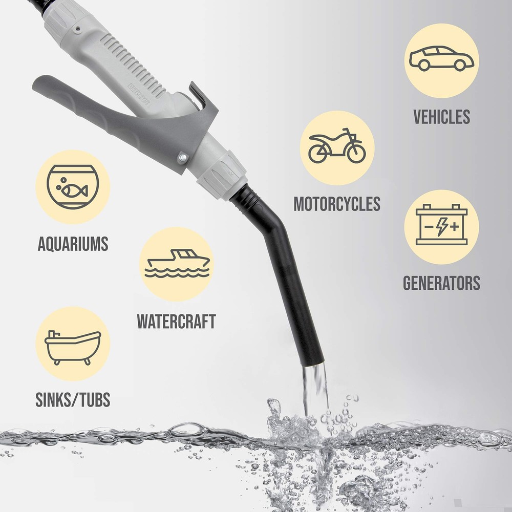Deway Automatic Fuel Transfer Pump with Nozzle for Flow Control & L, Grey