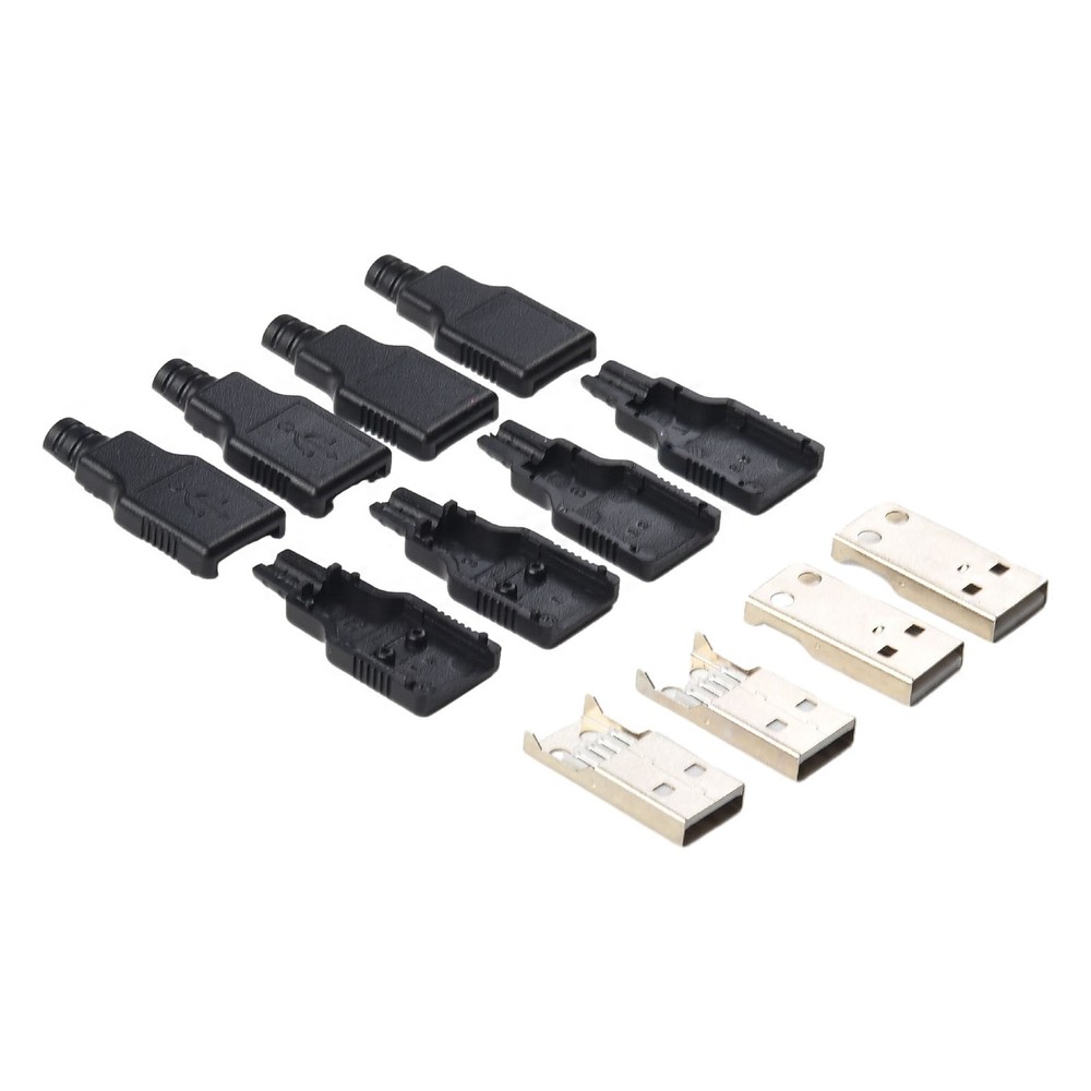 Experience Optimized USB 2 0 Male Connector Black Plastic Case Pack of 10