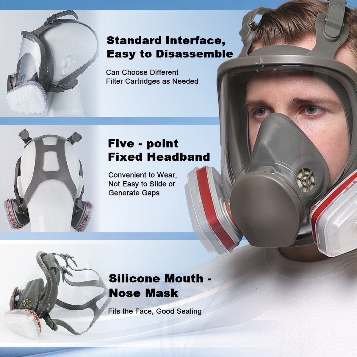 Full Face Gas Mask Painting Spraying Respirator w/Filters for 6800 Facepiece US