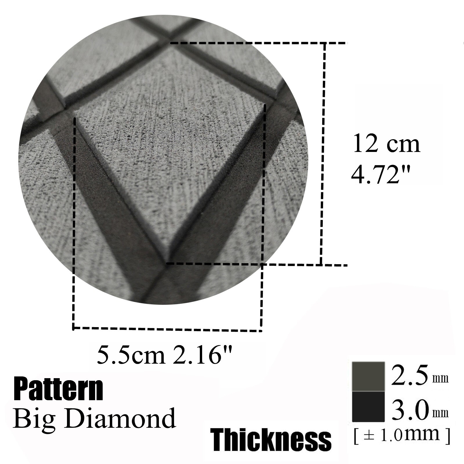 Grey Diamond Boat Flooring Sheet EVA Foam Marine Carpet，Nonskid Sea Decking Mat