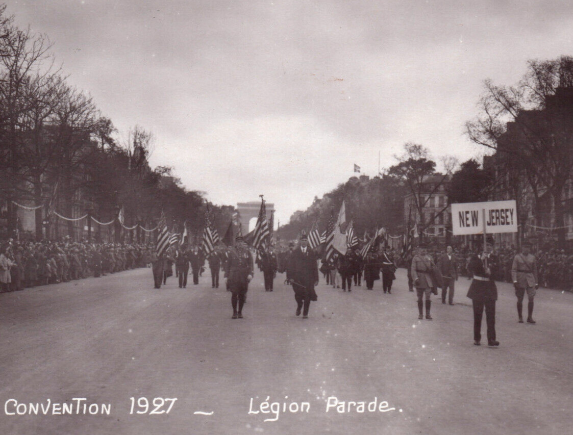 WWI NJ Delegation American Legion Parade Paris Real Photo Postcard