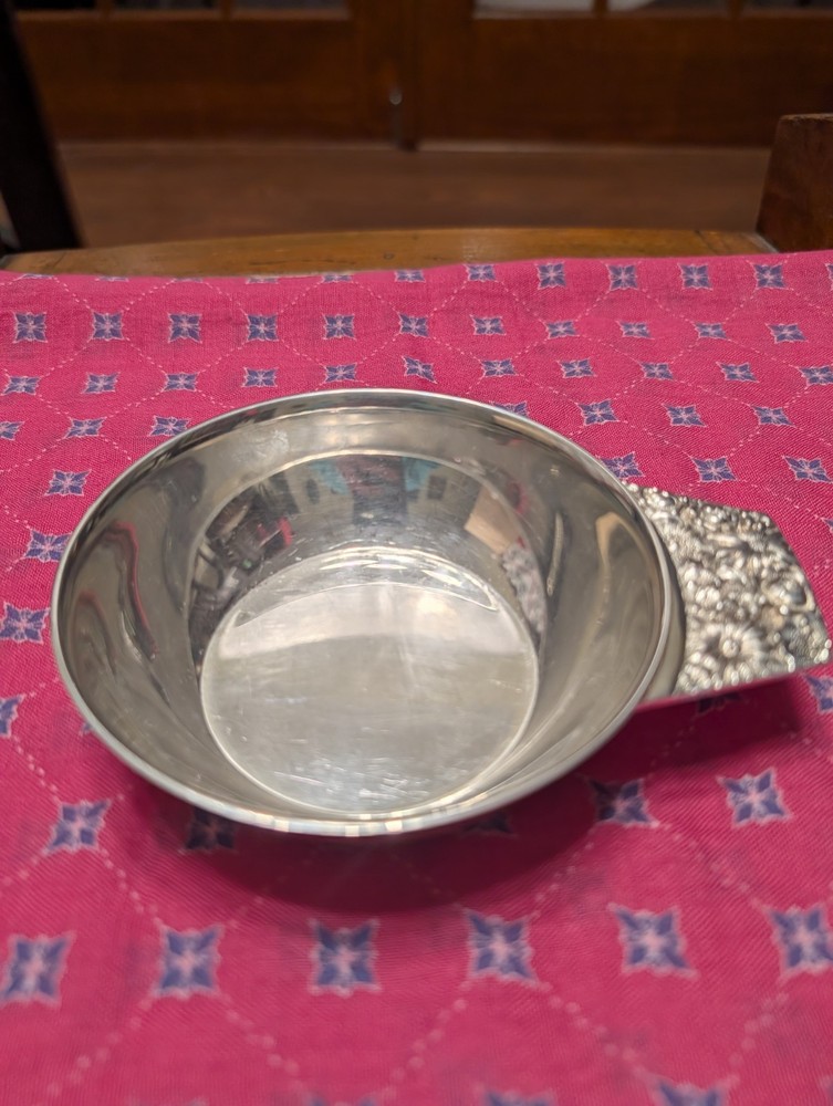 VTG Towle Silver Plated Contessina Trinket Dish Embossed Floral Handle EP 5.5”W