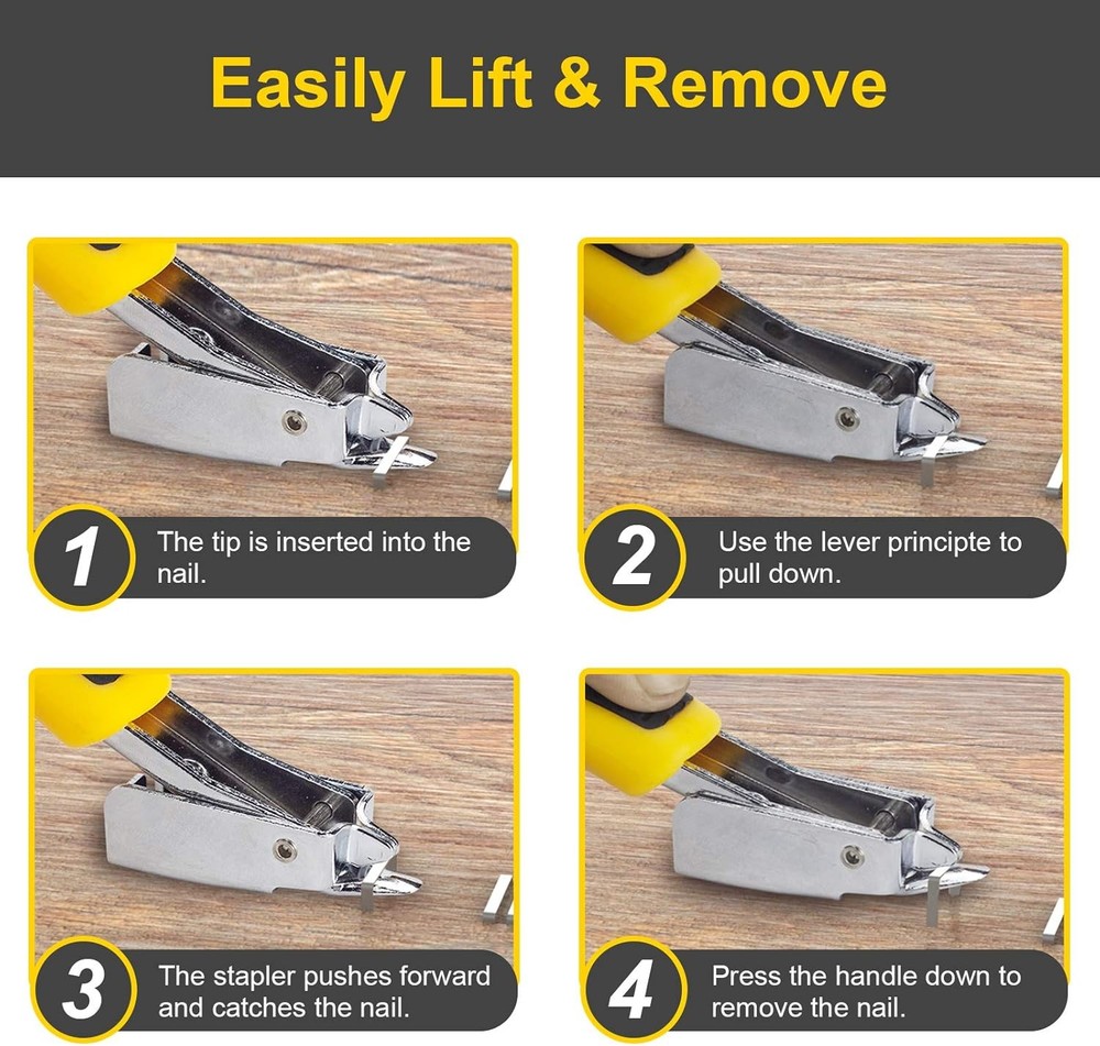 Staple Remover, Puller Tool with Ergonomic Handle, Upholstery Yellow