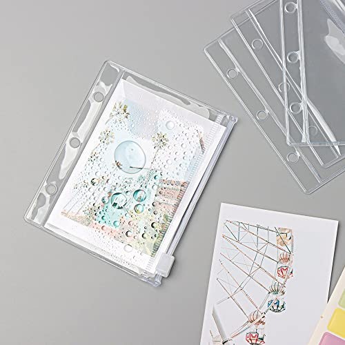 12Pack Binder Pockets Clear Zipper Binder Pouches Bag Mini Size Clear Type