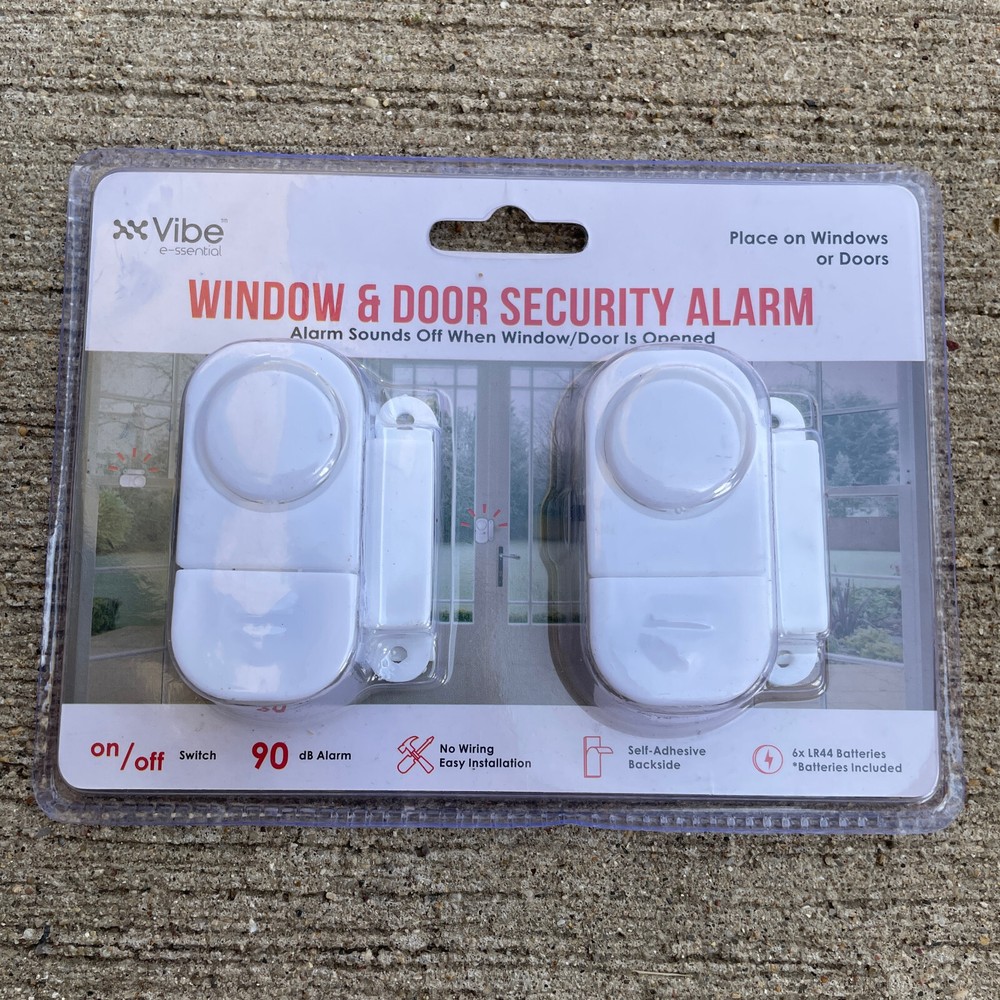 Vibe e-ssentials Window & Door Security Alarm Simple Install 2-pack New Sealed