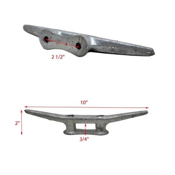 Attwood Boat Dock Cleat DC1102 | Silver Cast Iron 10 Inch (Set of 2)