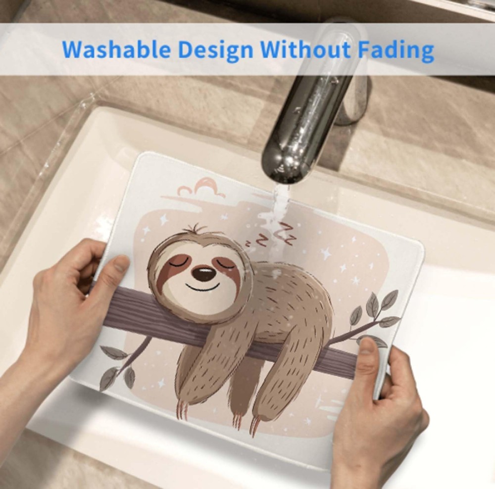 Voltique Mouse Pad Small Desk Mat, Sloth Computer Mousepad with Stitched Edge...