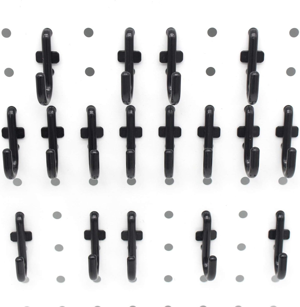 Pegboard Hooks Kit J Hook Assortment 100PK Black