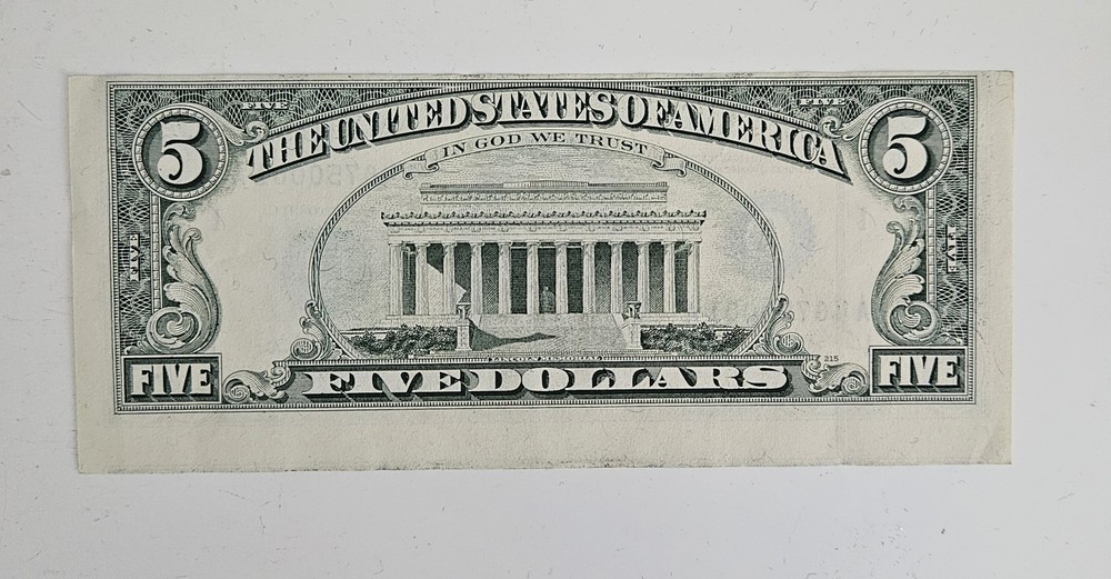 1995 $5 Federal Reserve Note Miscut Error