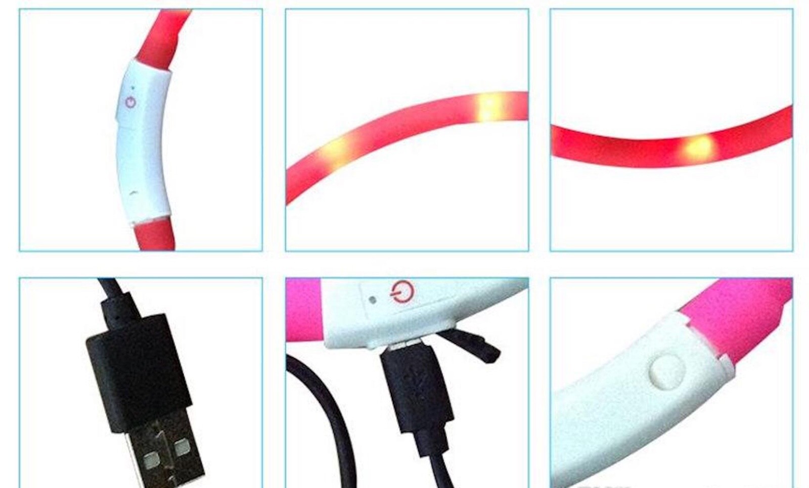 DOT RECHARGEABLE DOTTED LED PET GLOW COLLAR adjustable flash light-up FOR dog