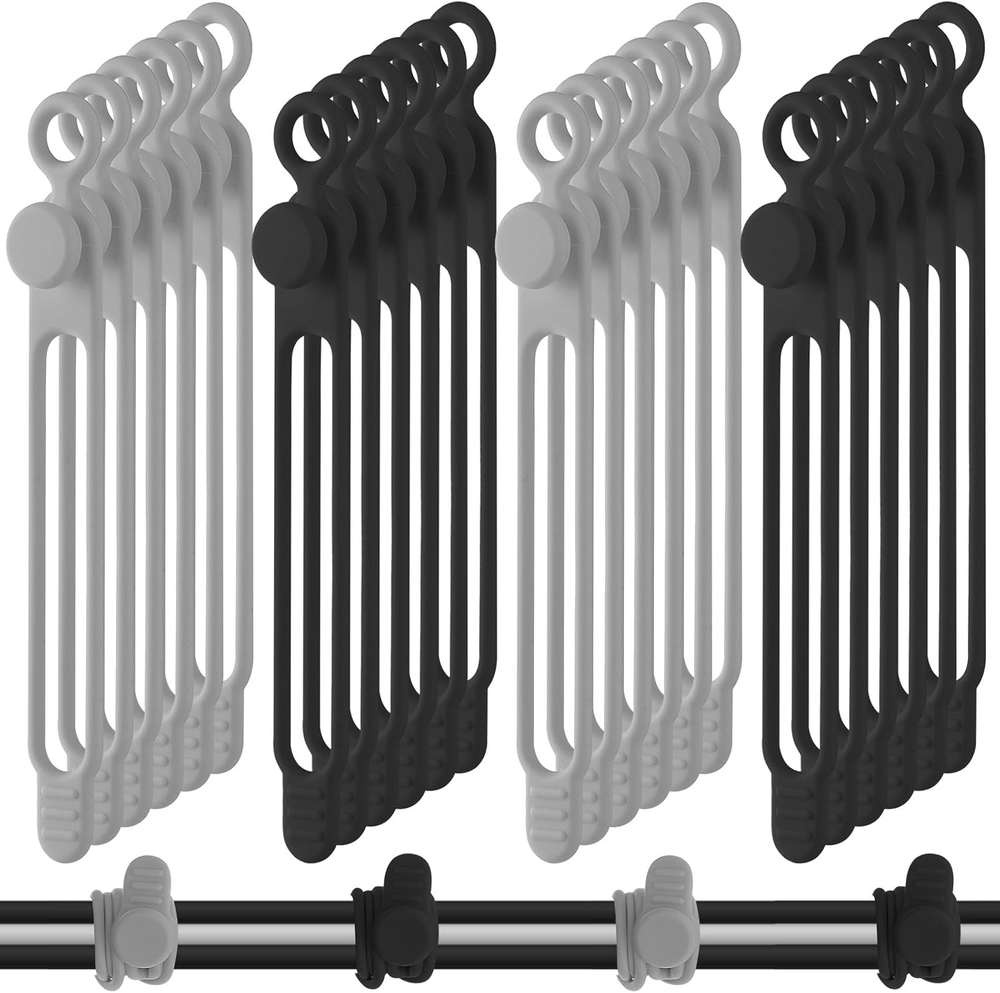 40 Pcs Silicone Cable Ties Reusable Holder Strap Cord Ties Adjustable Cable Stra