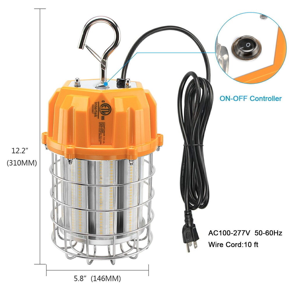 80W LED Temporary Work Light 5000K Daylight for Construction Tunnel Jobsite Work