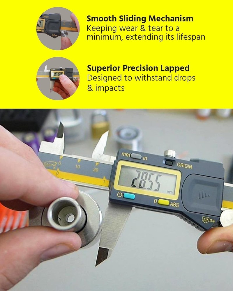 Durable 0-6" Digital Caliper with Inch & Metric Modes - High-Contrast LCD & Case