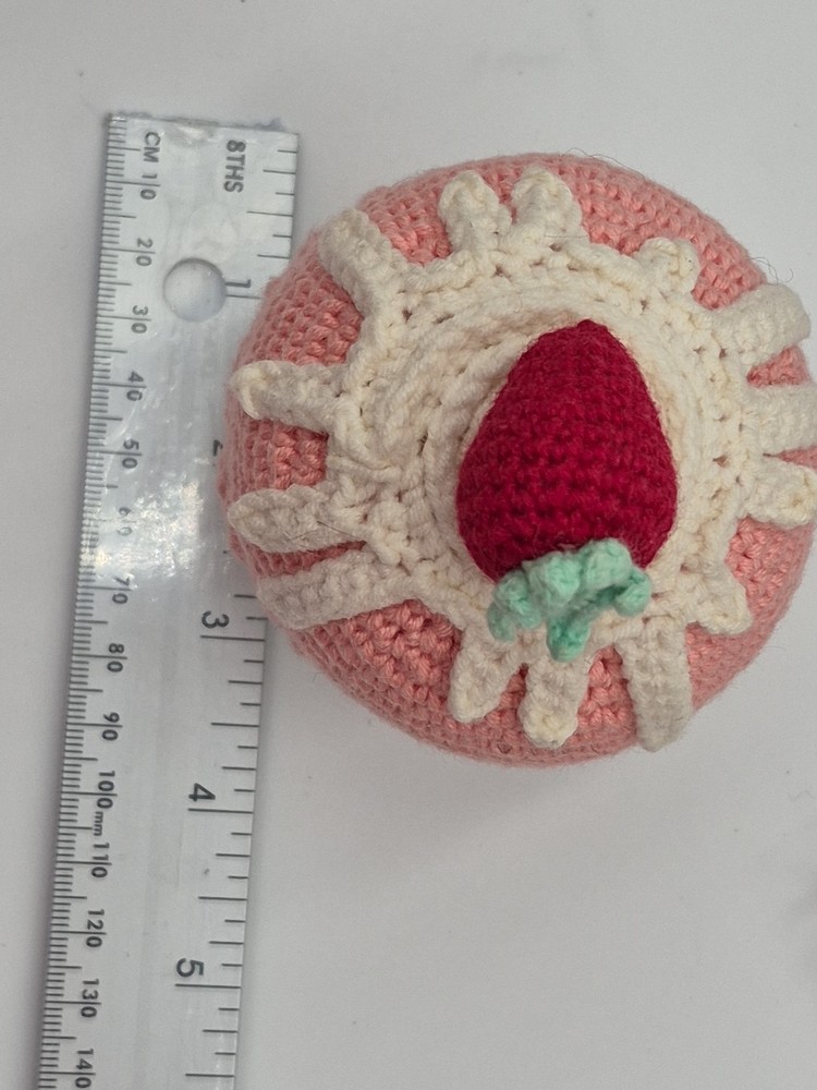 Crocheted mini Strawberry Cupcake And Donut