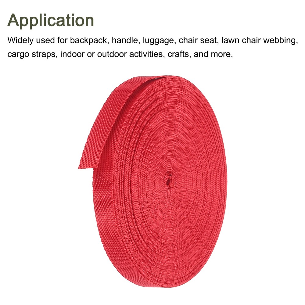 Flat Nylon Webbing Strap 3/8 Inch 10 Yards Red for Backpack