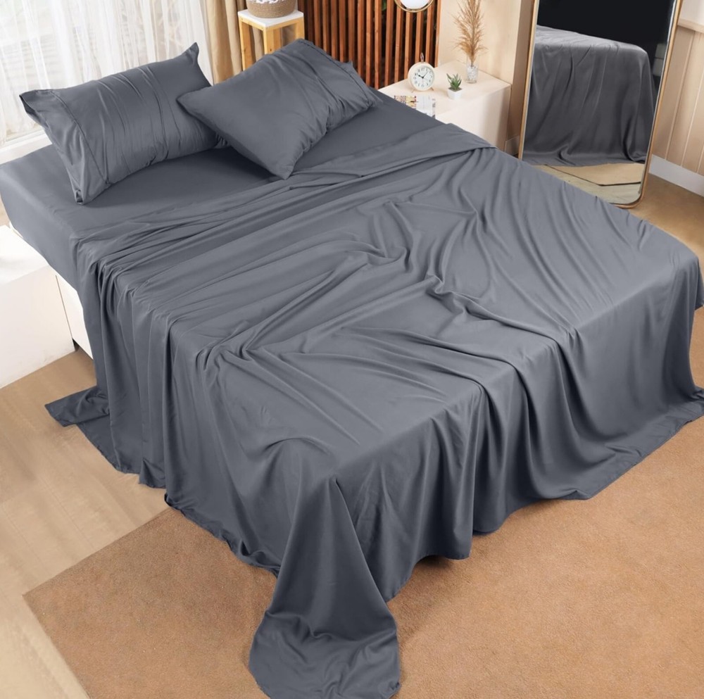 Queen Bed Sheets Set - 4 Piece Bedding - Brushed Microfiber - Shrinkage and Fade