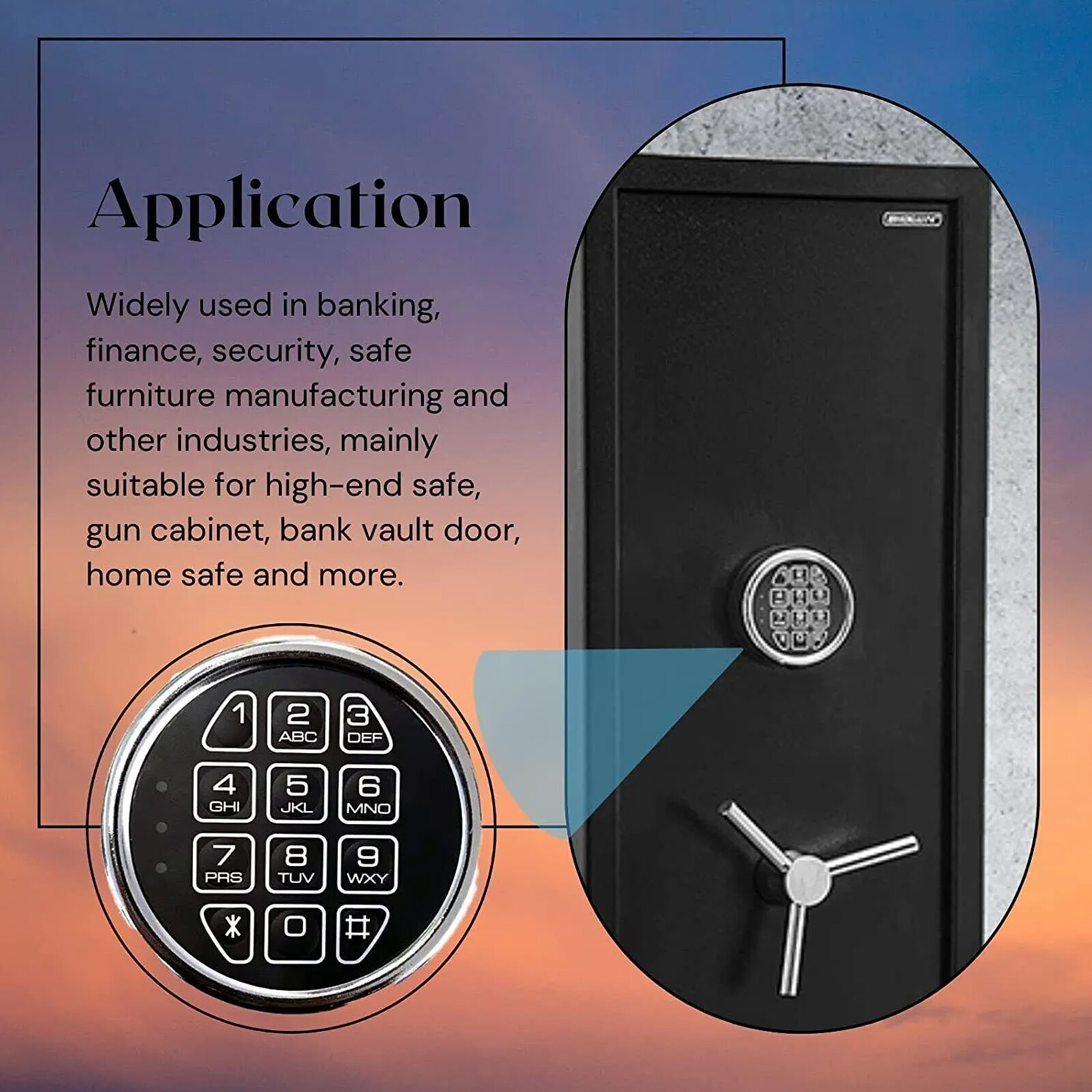 Gun Electronic Safe Lock ‎Replacement Chrome Keypad with Solenoid 2 Override Key