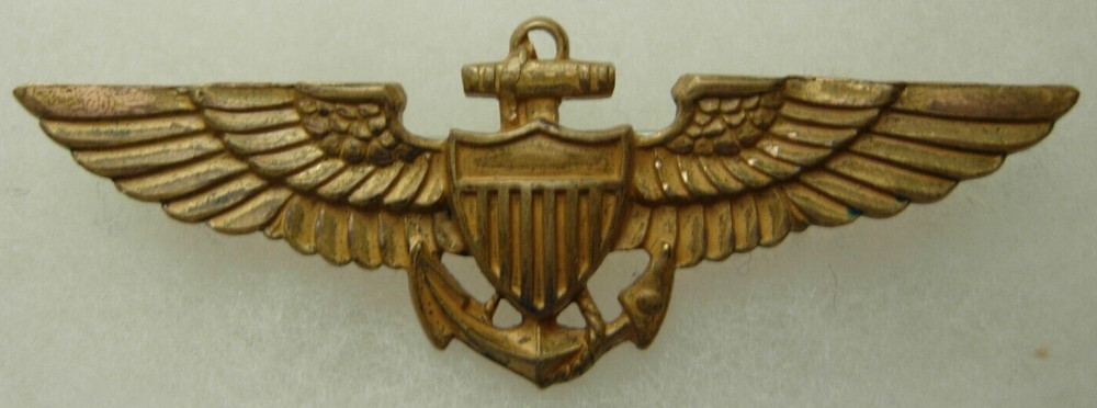 WW2 US Navy Full Size Pilot Wing - AMCRAFT Marked - Snowflake Reverse - PB