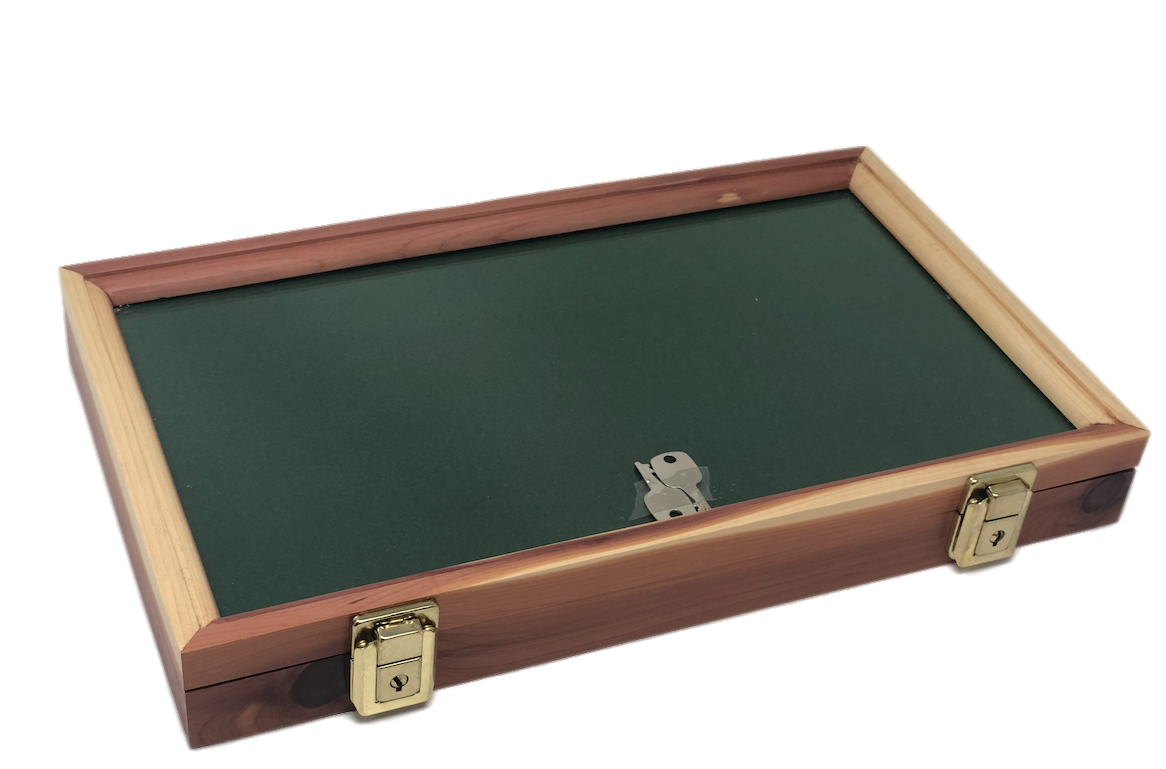 Cedar Wood Display Case 9 x 16 x 2 Glass Top for Arrowheads Knifes Coins & More