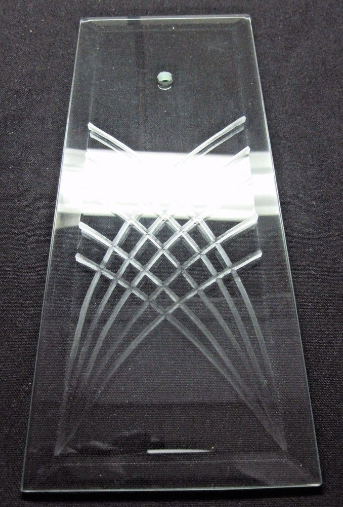 Chandelier Lamp 8-5/8" Rectangular Beveled 1 Glass Panel 10 Bend Curved Lines