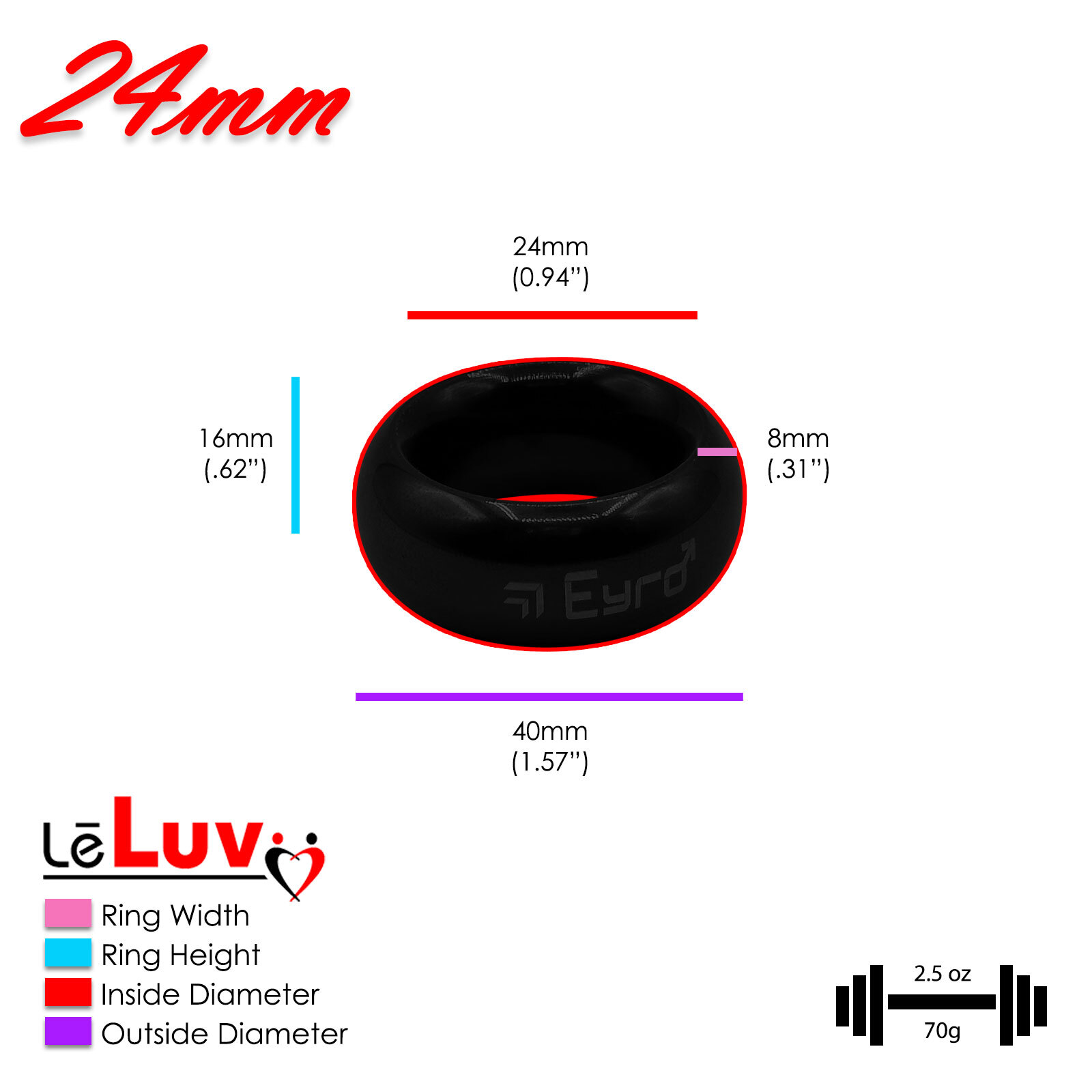 LeLuv Stainless Steel Donut Cock Ring - 22mm-64mm Inner Diameter Options