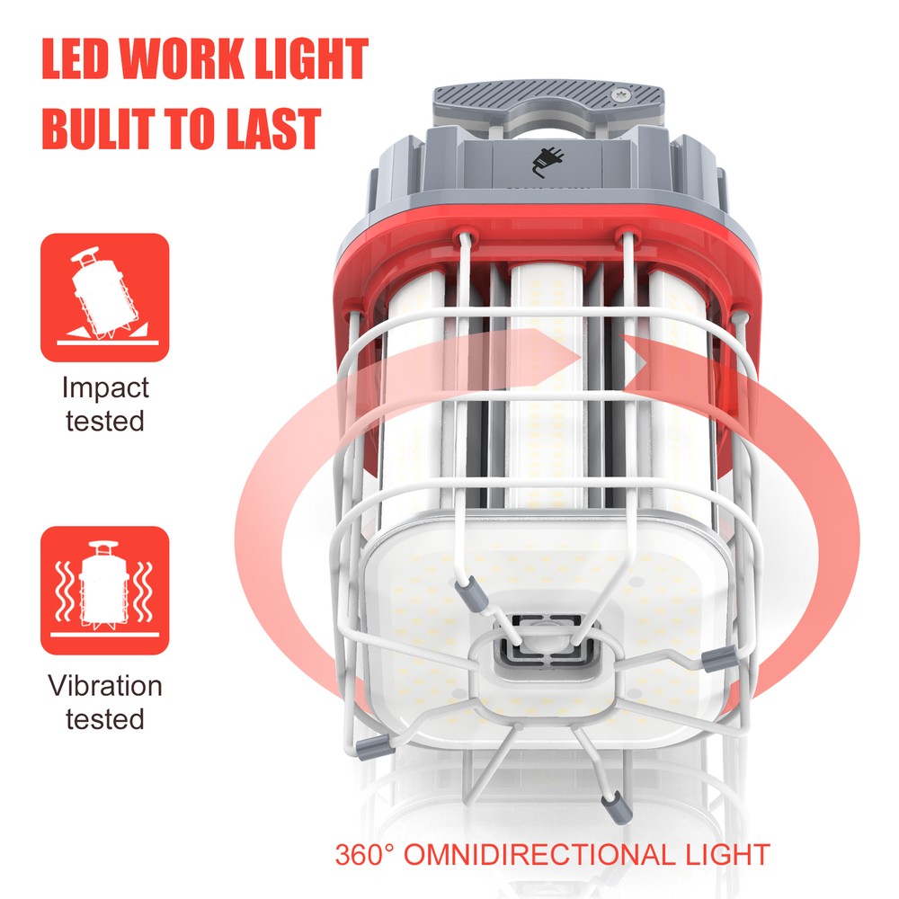 80W Linkable LED Temporary Work Light Hanging Construction Lights 5000K 11600LM