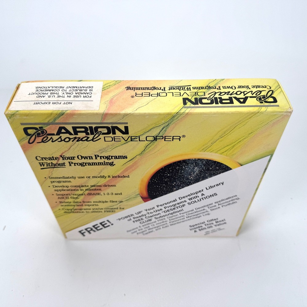 Clarion Software Personal Developer Programs Without Programming Vintage