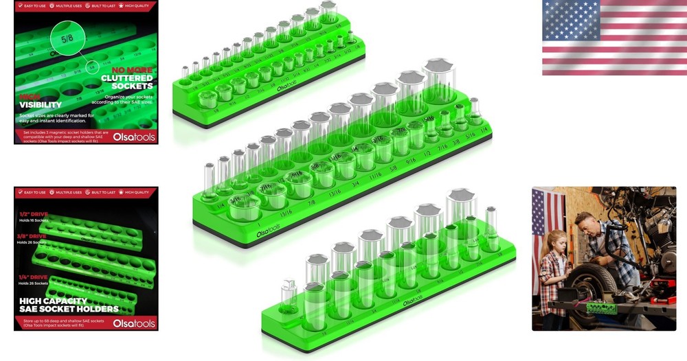 New Magnetic Socket Organizer | 3PCS Green