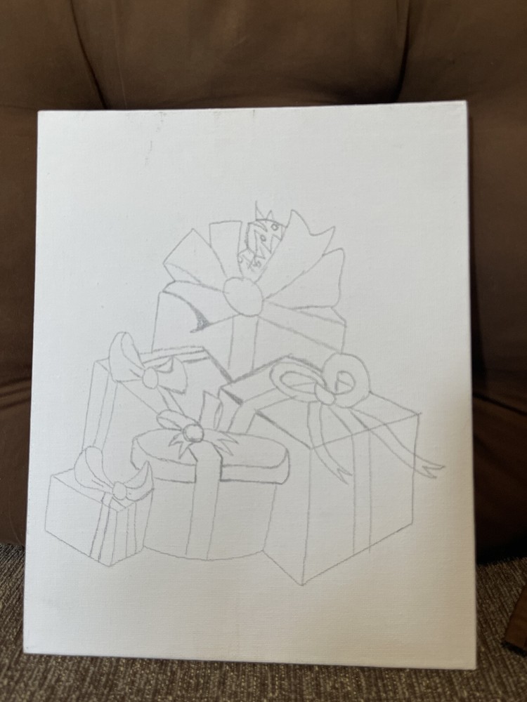 Pre-Hand Drawn Canvas/Kit - Christmas Gift Boxes