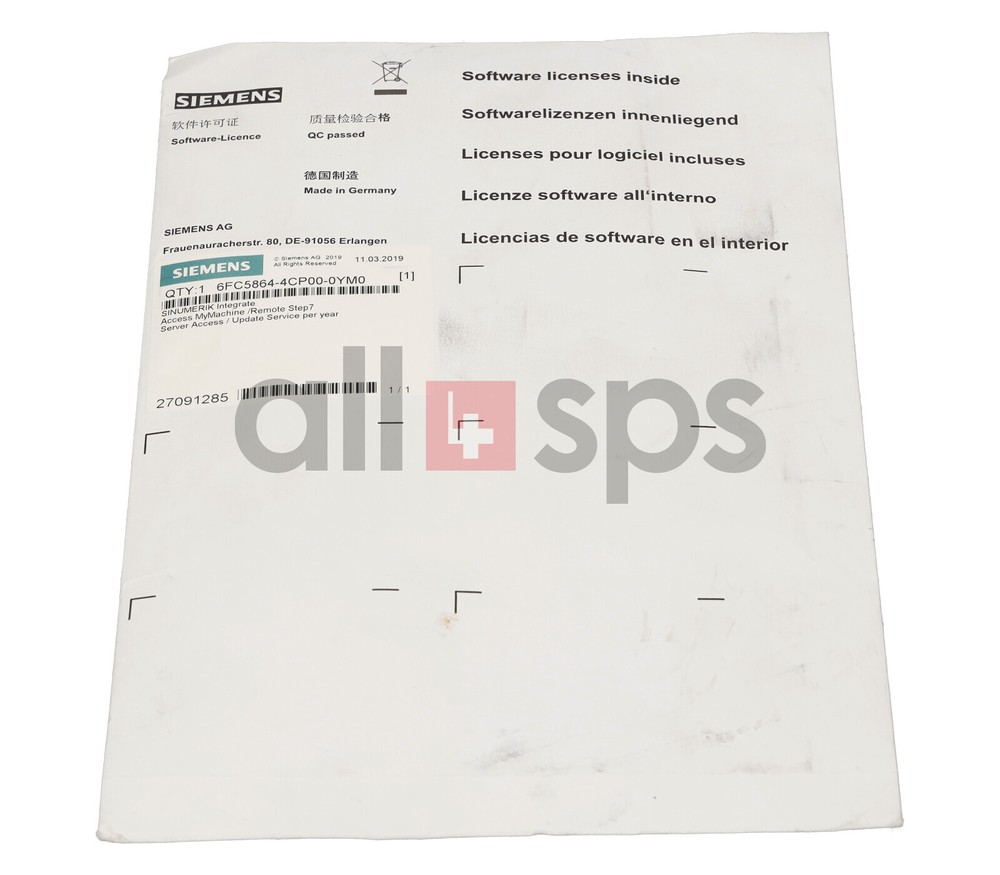 SINUMERIK INTEGRATE ACCESS MYMACHINE - 6FC5864-4CP00-0YM0 (NS)