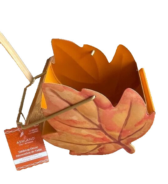 Ashland Light Orange Metal Fall Leafe Tabletop Decor