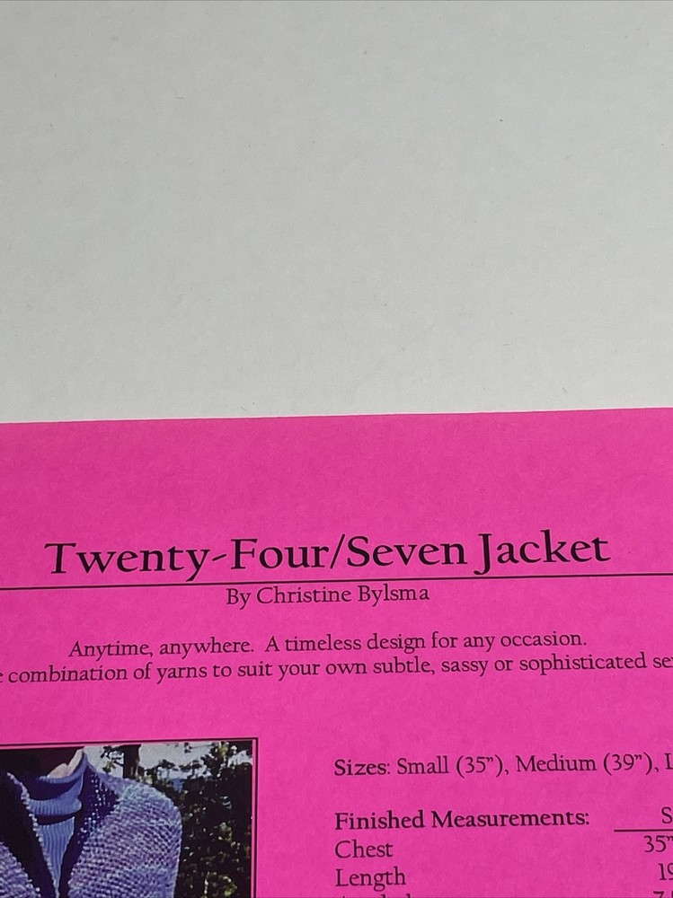 Chris Bylsma Designs Twenty Four Seven Jacket Knitting Pattern