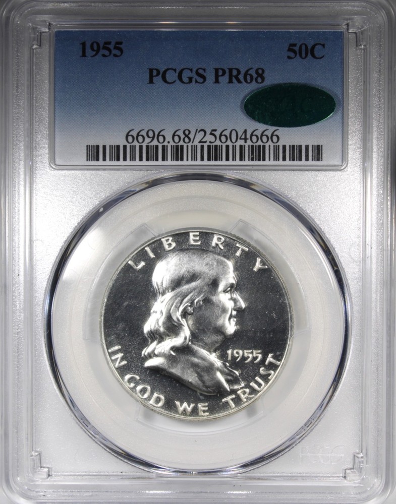 1955 Proof Franklin Half Dollar PCGS PR68 CAC