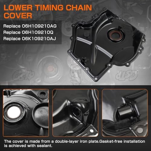 Upper & Lower Engine Timing Chain Cover 2008-2014 Compatible with Audi VW