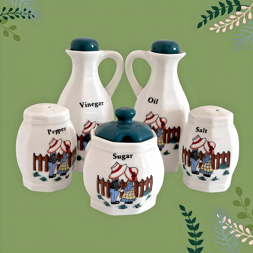 Vintage 5 Piece Ceramic Condiment Set