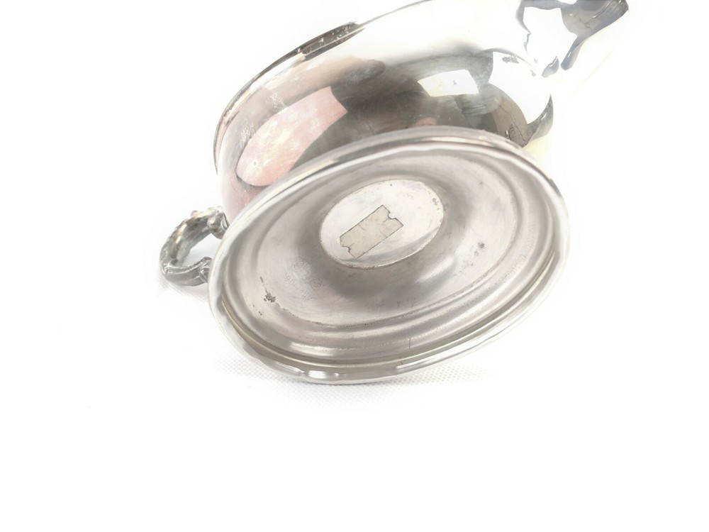 Silver Plated Gravy Boat Unmarked 8" x 3" Ornate Handle Vintage