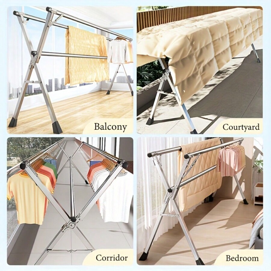 Joybos 78.7" Foldable Stainless Steel Clothes Drying Rack Silver