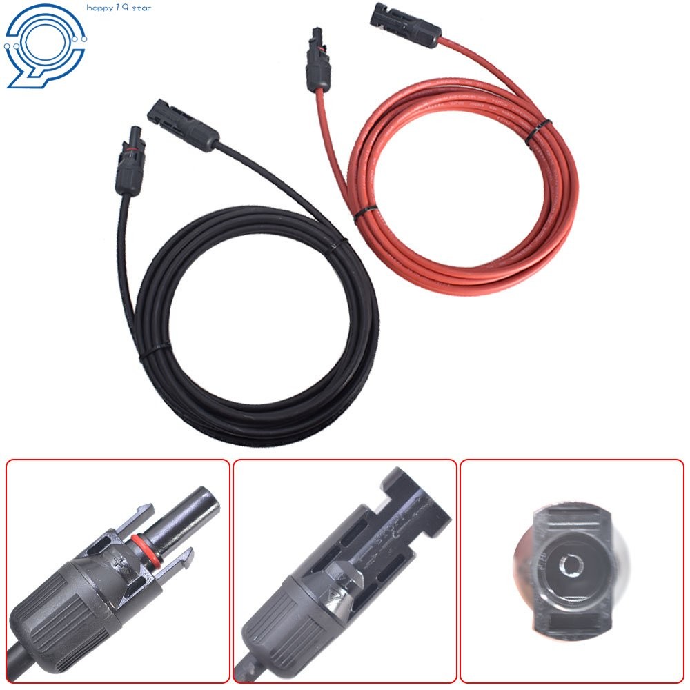 1 Pair 15 FT Black+Red 12AWG Labwork Solar Panel Extension Cable Wire Connector