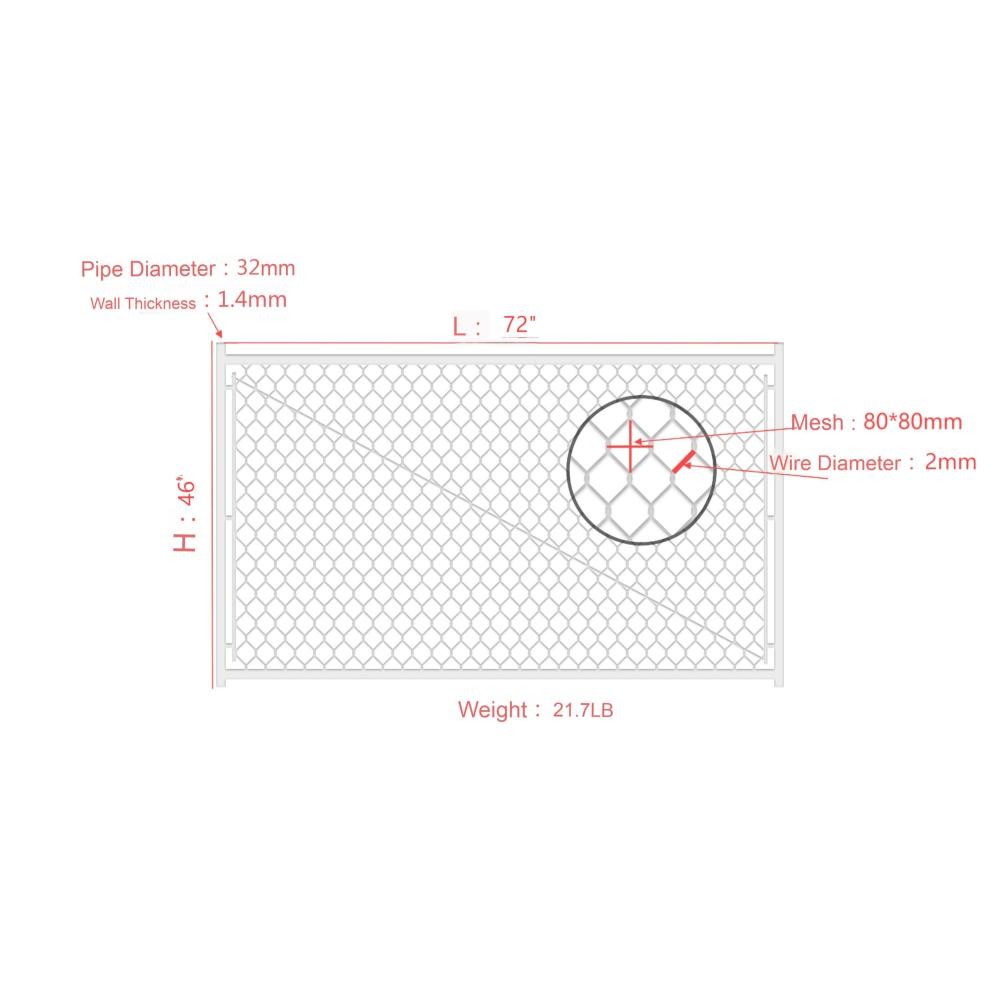 3.8'H Adjustable Chain Link Walk Gate Kit - Round Corner Frame Fit-Right