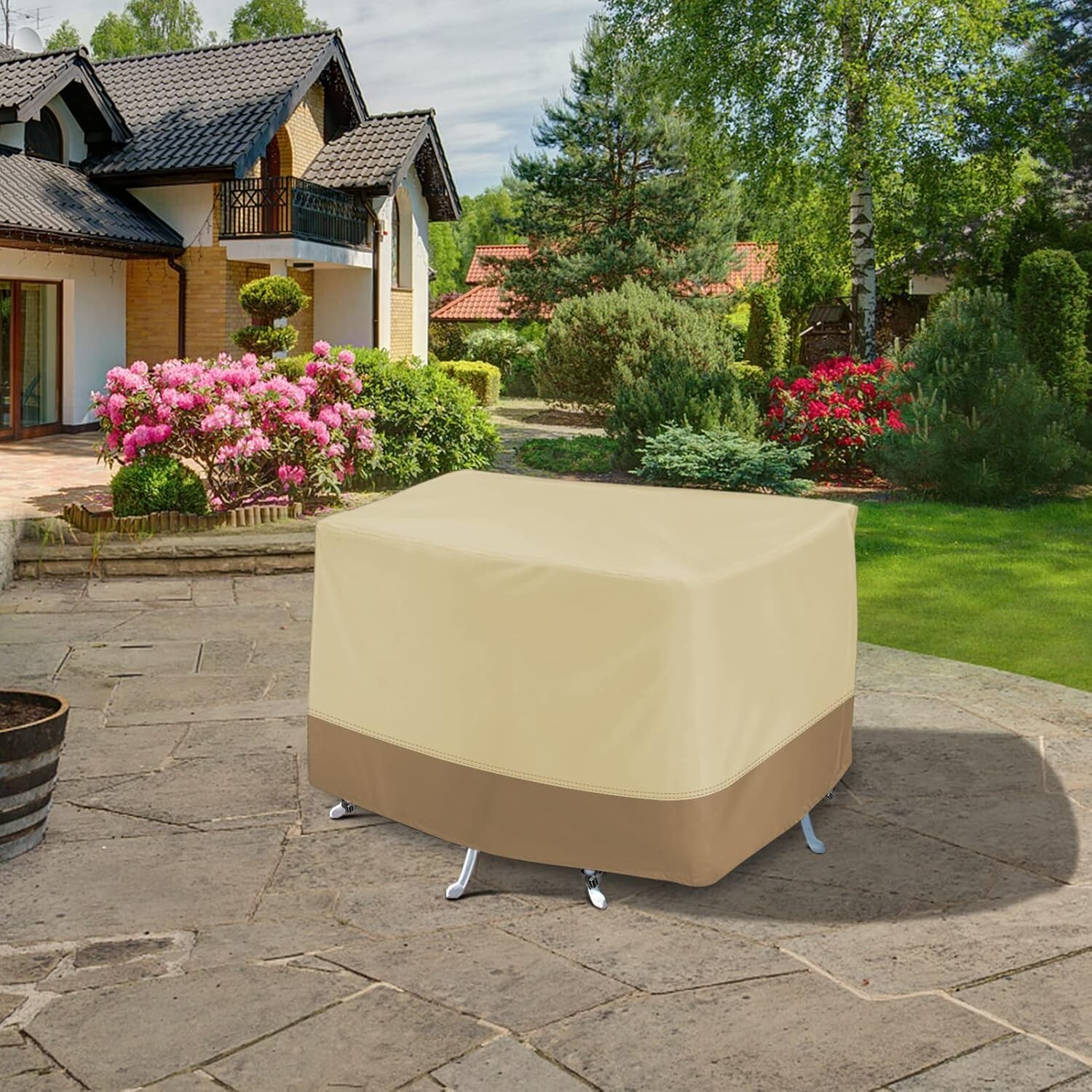 iCOVER Patio Furniture Cover，Waterproof Dustproof Patio Table Cover，SAND