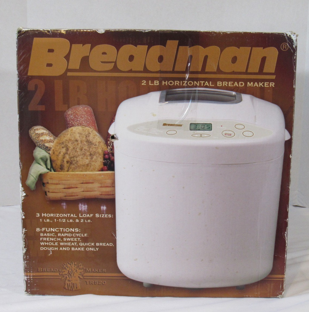 Breadman Bread Maker 3 Horizontal Loaf Sizes 8 Functions TR520 2lb Model NEW