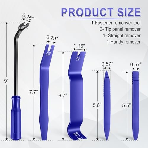 5 pcs Auto Trim Removal Tool Kit, No Scratch Plastic Pry Tool Kit - Blue