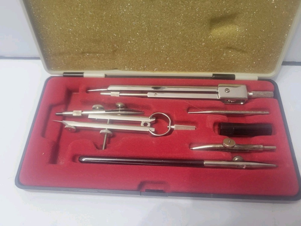 Ascola 224 Drafting/ Compass set w/case vintage Engineering Construction