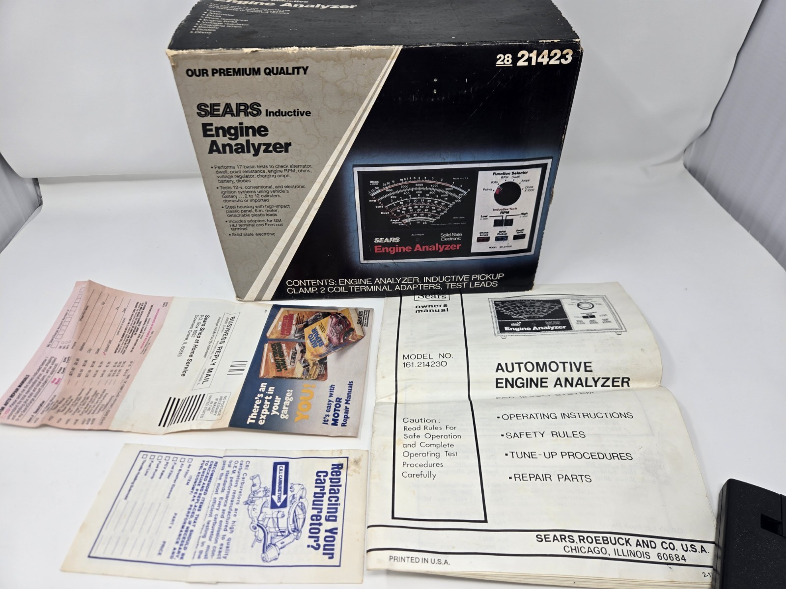 NICE Vintage Sears Engine Analyzer Model 28-21423 w/ Leads & Manual