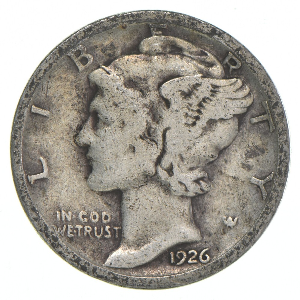 VG+ 1926-S Mercury 90% Silver Dime